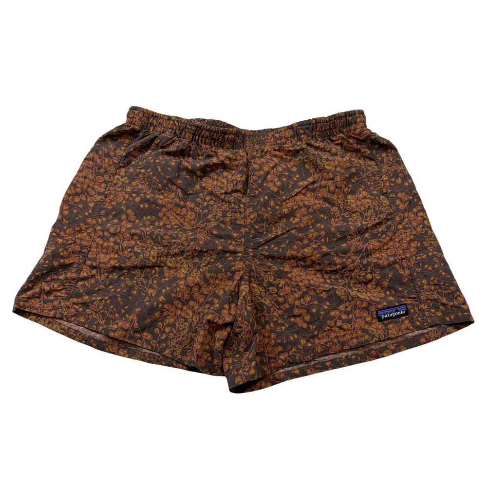 Patagonia Baggies Shorts Women's Medium Brown Orange Floral Sprig Recycled Nylon